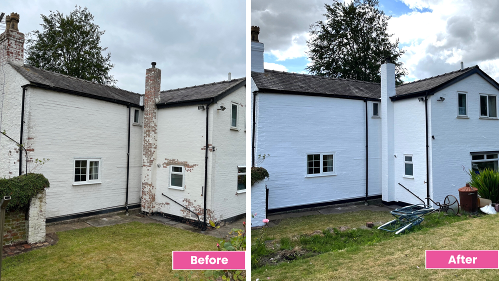 Peeling paint on house before and after